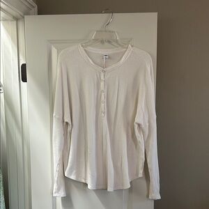 Old Navy White Button Down Shirt with Polo Collar and Relaxed Fit